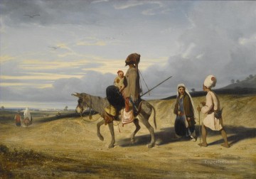  Desert Oil Painting - A DESERT PASSAGE Alexandre Gabriel Decamps Orientalist